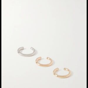 Jennifer Fisher Mixed Metal Open Hoop Ear Cuffs - Silver and Gold Tones
